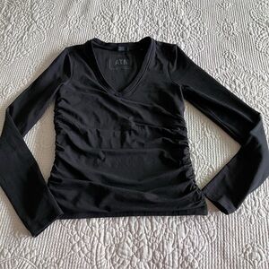 ATM black Pima cotton ruched